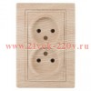 Розетка 2х2P 16А 250В IP20 Intro Plano, сосна 1-204-11