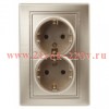 Розетка 2х2P+E Schuko 16А 250В IP20 Intro Plano, шампань 1-205-04