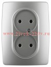 Розетка 2-м СП Эра12 12-2107-03 16А IP20 16AX 250В 2х2P алюм. Эра Б0031240