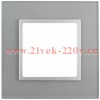 Рамка на 1 пост стекло Эра Elegance алюминий+алюминий 14-5101-03