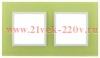 Рамка на 2 поста стекло Эра Elegance лайм+белый 14-5102-26