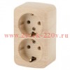 Розетка 2x2P+E Schuko накладная 16А-250В IP20 Polo Intro, сосна 3-204-11 (5056183753955)
