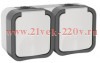 Розетка двойная 2х2П+3 с крышкой и шторками горизонтальная 16А IP55 TS222 TORS IEK белый