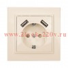 Розетка 1-м СП Минск 16А защ. шторки с заземл. с 2 USB 2.1А беж. EKF ERR16-028-200-2USB