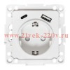 Розетка 1-м СП Стокгольм 16А USB A+C с заземл. защ. шторки винтов. клеммы механизм бел. EKF EYR16-2U