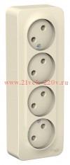 Розетка 4-ая без заземления без шторок Blanca Schneider Electric 16А 250В молочная изол.пластина