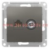 Розетка двойная ТV + компьютерная RJ45, кат 5Е, SE AtlasDesign, сталь