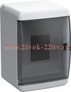 Mini щит накладной пластиковый КМПн-4 TEKFOR 4м белый черная прозрачная дверь IP41 IEK (01-08-013)