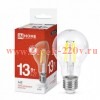 Лампа светодиодная LED-A60-deco 13Вт грушевидная прозрачная 4000К нейтр. бел. E27 1370лм 230В IN HOM