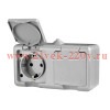 Розетка 2-м ОП Dita 16А IP54 250В с заземл. с крышкой сер. TOKOV LIGHT TKL-DT-R2Z-C06-IP54