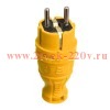 Вилка прямая с заземл. IP44 каучук желт. TOKOV TKE-C07-KV-Z