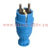 Вилка прямая с заземл. IP44 каучук син. TOKOV TKE-C08-KV-Z
