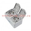 Блок розеток 2-м ОП Mini OG IP54 горизонт. с заземл. керамика сер. Kranz KR-78-0804