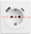 Розетка 1-ая с/з с/у з/ш 16А с USB A+C быстрой зарядки 5В/3А MIELE бел. Kranz KR-78-0704-1