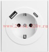 Розетка 1-ая с/з с/у з/ш 16А с USB A+C быстрой зарядки 5В/3А MIELE жемчуг Kranz KR-78-0704-4