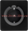 Розетка 1-ая с/з с/у со шторками и крышкой 16А MIELE черн. Kranz KR-78-0702-3