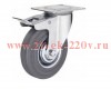 Колесо аппаратное поворотное п/п обод сер. резина подшип.скольж под болт М10 D50 с тормозом (пакет)
