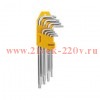 Набор ключей имбусовых Tamper-Torx 9шт ТТ10-ТТ50 закаленные удлиненные никель Kranz KR-12-5221