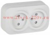 Розетка 2-ая без заземления со шторками открытой установки 10А РСш22-2-ХБм GLORY IEK белый матовый ERH23-K01M-10