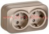 Розетка 2-м ОП GLORY РСш22-3-ХШм 16А с заземл. защ. шторки шампань матов. IEK ERH24-K37M-16