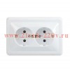 Розетка двойная 2х2P+E Schuko без шторок ИЭК ВЕГА 16А белый (РС12-3-ВБ) ERV21-K01-16-DM