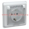 Розетка 2P+E Schuko со шторками с крышкой ИЭК ВЕГА 16А IP44 белый (РСбш10-3-ВБ) ERV16-K01-16-DM