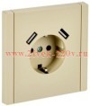 Розетка с зарядкой ИЭК FORTE&PIANO FP445 2Р+Е 16А шторки USB A+A 3,1А ваниль FP-R14-16-U21-D31-K10