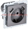 Розетка BRITE РЮш10-1-БрС 16А с USB A+A 2.1А с заземл. защ. шторки сталь IEK BR-R14-16-U21-D21-K46