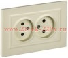 Розетка 2-м СП BRITE РСш12-2-БрКр 10А в сборе без заземл. защ. шторки беж. IEK BR-R23-10-K10-F