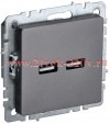 Розетка BRITE USB A+A 3.1А РЮ10-1-БрС сталь IEK BR-U21-D31-K46