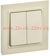 Выключатель 2-клавишный ИЭК BRITE 10А в сборе бежевый (ВСР10-2-0-БрКр) BR-V20-0-10-K10-F