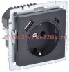Зарядка ИЭК BRITE розетка 2Р+Е со шторками 16А с USB A+С 3,1А графит (РЮш11-1-БрГ) BR-R14-16-U22-018-K53