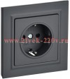 Розетка ИЭК BRITE 2P+E Schuko со шторками 16А в сборе графит (РСР14-1-0-БрГ) BR-R14-16-K53-F