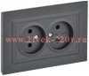 Розетка 2-м СП BRITE РС12-2-БрГ 10А в сборе без заземл. без защ. шторок графит IEK BR-R20-10-K53-F