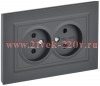 Розетка 2-м СП BRITE РСш12-2-БрГ 10А в сборе без заземл. защ. шторки графит IEK BR-R23-10-K53-F