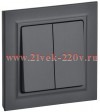 Выключатель 2-клавишный ИЭК BRITE 10А в сборе графит (ВСР10-2-0-БрГ) BR-V20-0-10-K53-F