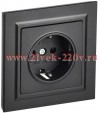 Розетка ИЭК BRITE 2P+E Schuko со шторками 16А в сборе черный (РСР14-1-0-БрЧ) BR-R14-16-K02-F
