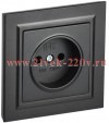 Розетка СП BRITE РСР10-1-0-БрЧ 10А в сборе без заземл. без защ. шторок черн. IEK BR-R10-10-K02-F