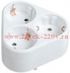 Тройник Т-01/03 3 места 2P+PE 16А треугольный белый IEK