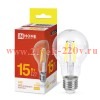 Лампа светодиодная LED-A60-deco грушевидная прозрачная 15Вт 230В E27 3000К 1480лм IN HOME 4690612055
