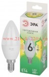 Лампа светодиодная GREEN LINE B35-6W-830-E14 GL 6Вт свеча 3000К свет тепл. E14 Эра Б0067122