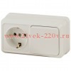 Блок розетка с выключателем Intro Quadro 2-701-02 горизонтальный 10(16)А-250В, IP20, ОУ, слоновая ко