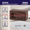 Блок розетка с выключателем Intro Quadro 2-702-10 двойным горизонтальный 10(16)А-250В, IP20, ОУ, вен