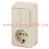 Блок розетка с выключателем Intro Quadro 2-706-02 двойным вертикальный 10(16)А-250В, IP20, ОУ, слоно