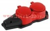 Колодка ЭРА KX-2e-RED-IP44 каучуковая с заземлением 2 розетки 16A IP44 красн. Эра Б0068443