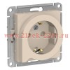 Розетка с заземлением со шторками с выталкивателем SE AtlasDesign 16А, бежевый [уп 5 ATN000247
