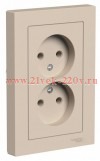 Розетка двойная без заземления SE AtlasDesign 16А в сборе, песочный ATN001220
