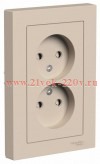 Розетка двойная без заземления со шторками SE AtlasDesign 16А в сборе, песочный ATN001222