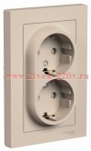 Розетка двойная с заземлением со шторками SE AtlasDesign 16А в сборе, песочный ATN001226