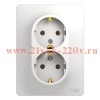 Розетка двойная с заземлением SE Glossa 16А в сборе, белый GSL000124
